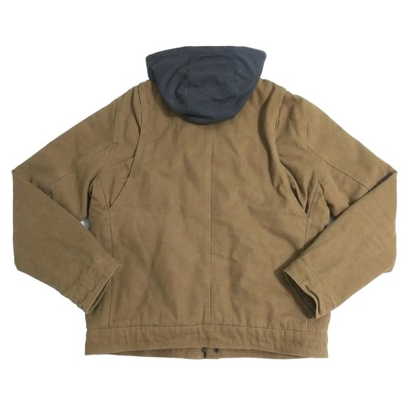 Levis Jacket Men's Medium Brown Lined Zip Snap Canvas Hoodie Trucker Coat - Picture 6 of 10